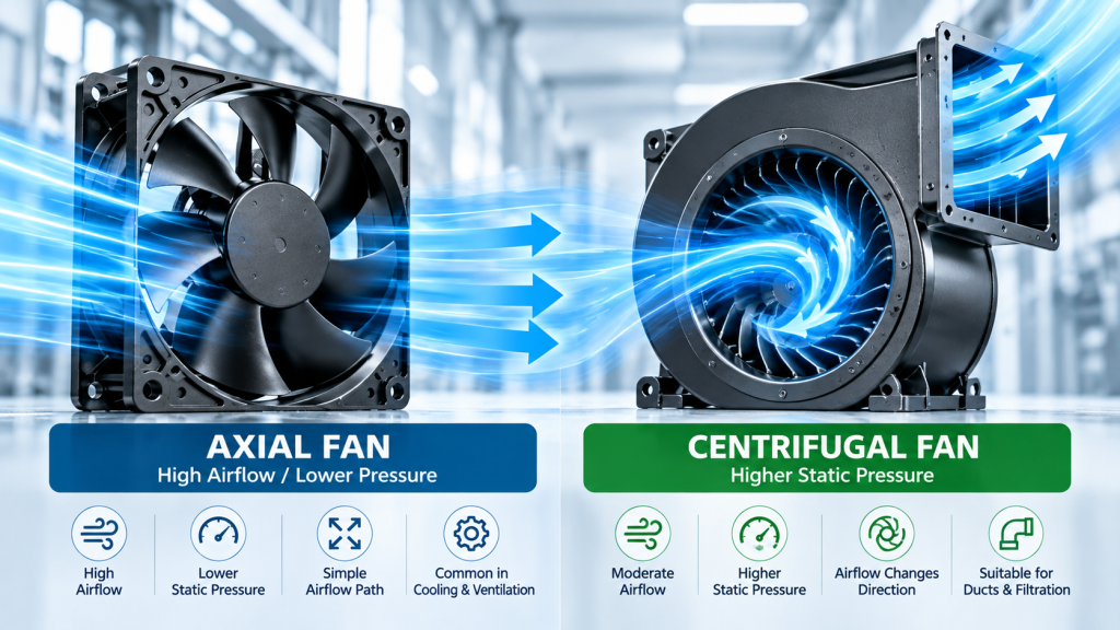 Axial fan vs centrifugal fan comparison