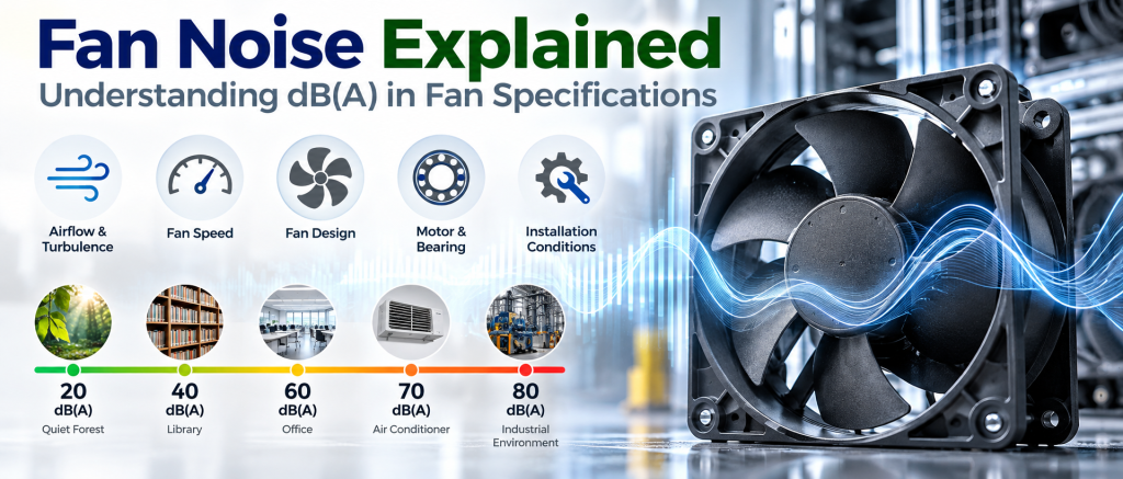 Industrial fan noise and dB(A) specifications